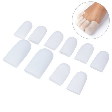 5 Pairs Silicone Toe Sleeve Gel Toe Cap Cover Protector for Corn Blisters Pain Relief (Pair*Size L + 4 Pairs*Size