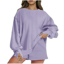 biudgviw Sweatshirts Sets for Women 2 Piece Long Sleeve Crewneck Pullover Tops Running Shorts with Pockets Outfits