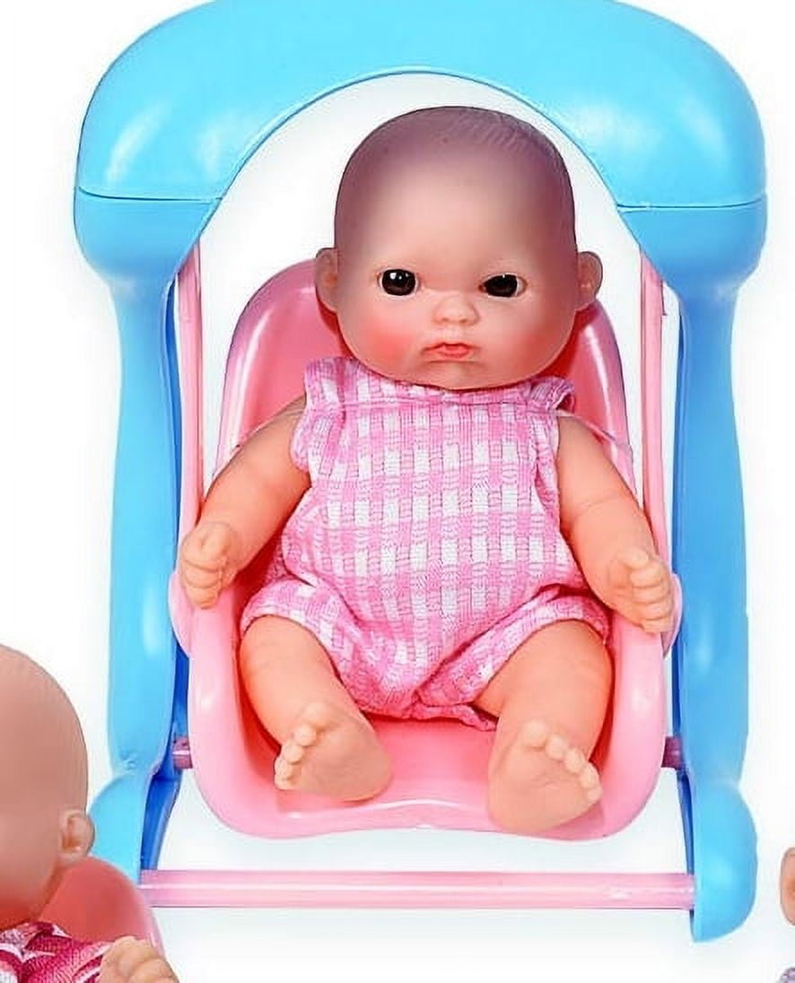 Playworld Set Of 6 Scary Baby Mini Dolls W Ith Cradle, High Chair, W Alker, Bathtub, Swing, And Baby Seat Scare Your Friends! - Multicolor