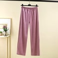 thumbnail image 4 of Puntoco Conjunto de pijama cómodo para mujer, moda femenina, color sólido, cuello redondo, ropa informal cálida para el hogar, 4 of 5