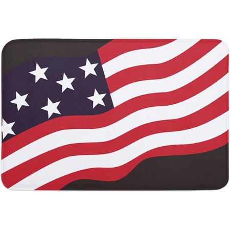 

Independence Day Memory Foam Soft Door Mat Indoor Doormatches Absorbent Floor Mat Anti-Skid Welcome Mat for Front Door High Traffic Areas USA Flag Stars and Stripes Black Base 24x16 Inch