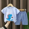 thumbnail image 2 of Ruyang Kids Girls Boys Cotton Lounge Set Short Sleeve Graphic Tee + Elastic Waist Shorts Toddler Loungewear Cute Sleepwear, 2 of 8