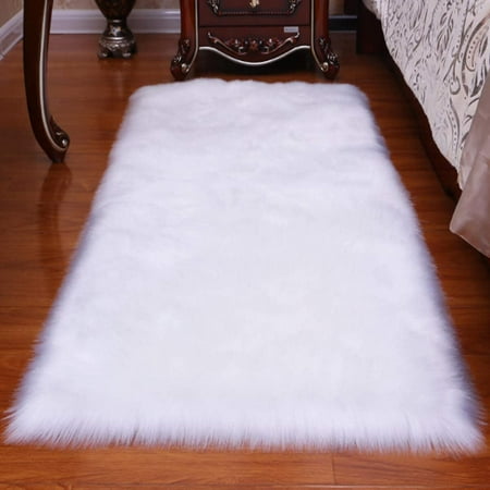 Faux Fur Rug Gy Sheepskin Area, Small White Fluffy Rug For Bedroom