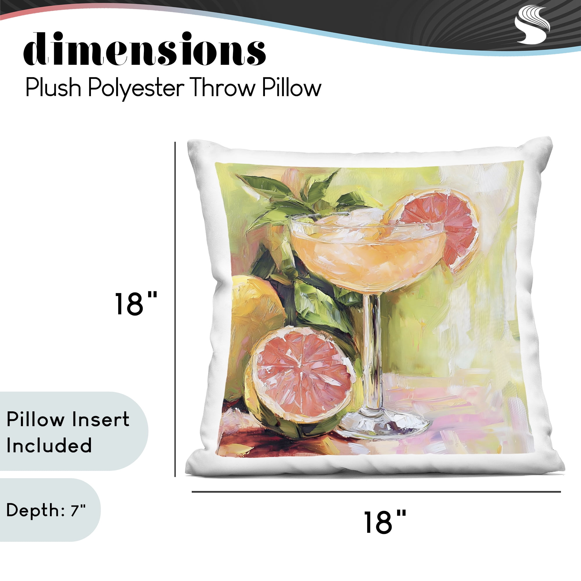 Stupell Industries Grapefruit Summer Cocktail Decorative Printed Throw Pillow, design by Riley B, 18 x 7 x 18