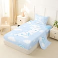 thumbnail image 2 of Feelyou Cute Rainbow Love Heart Twin Sheet Sets for Kids, Lovely Star Moon Bedding, Blue, 3pcs, 2 of 5