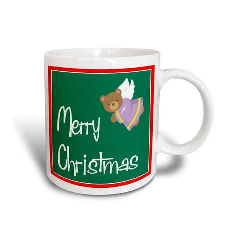- 3dRose Christmas Cute Teddy Bear Angel - Ceramic Mug, 11-ounce