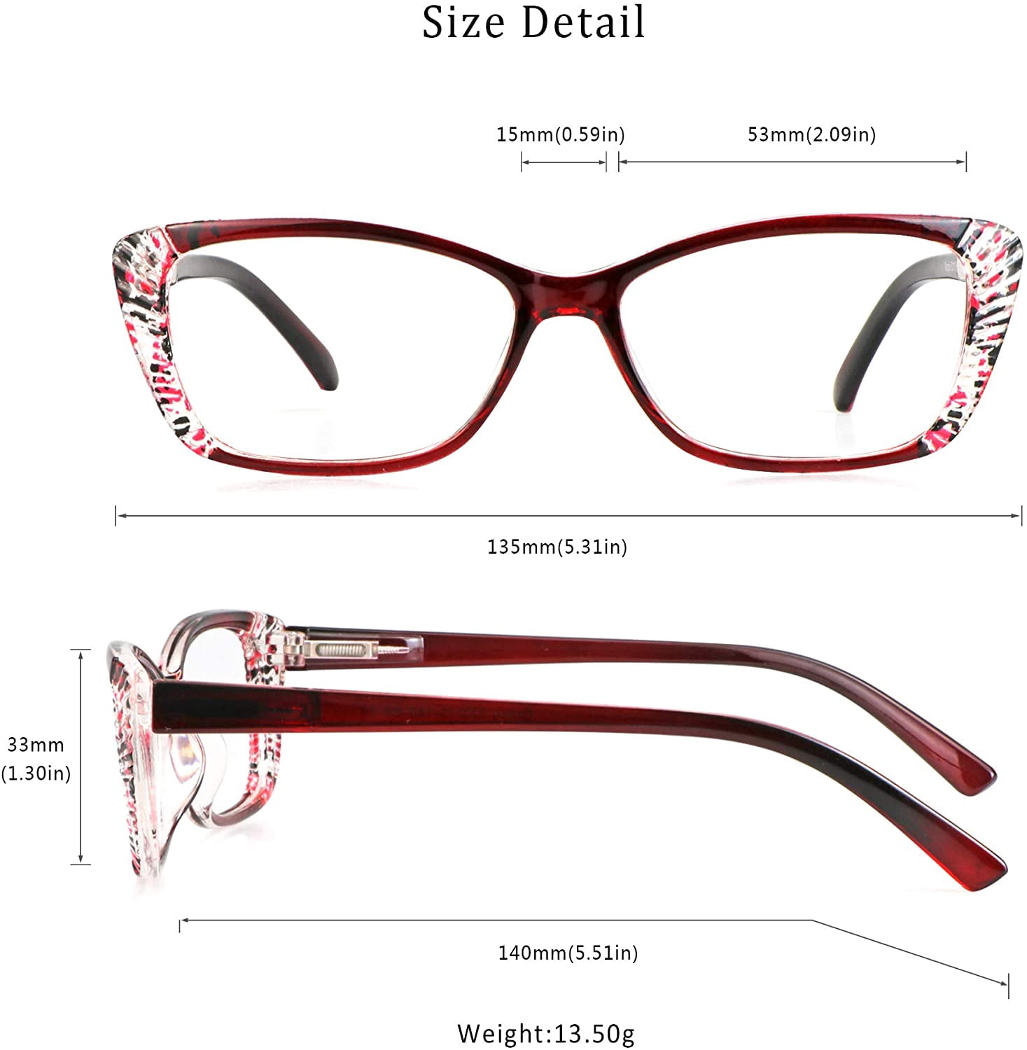 5 Pairs Reading Glasses, Blue Light Blocking Glasses, Computer Reading Glasses for Women and Men, Fashion Rectangle Eyewear Frame(5 Red, +2.75 Magnification)