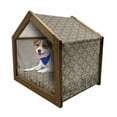 thumbnail image 1 of Oriental Pet House, Classical Pattern with Damask Ornaments Antique Flourish Curly Leaves Pattern, Outdoor & Indoor Portable Dog Kennel with Pillow and Cover, 5 Sizes, Taupe and Beige, by Ambesonne, 1 of 5