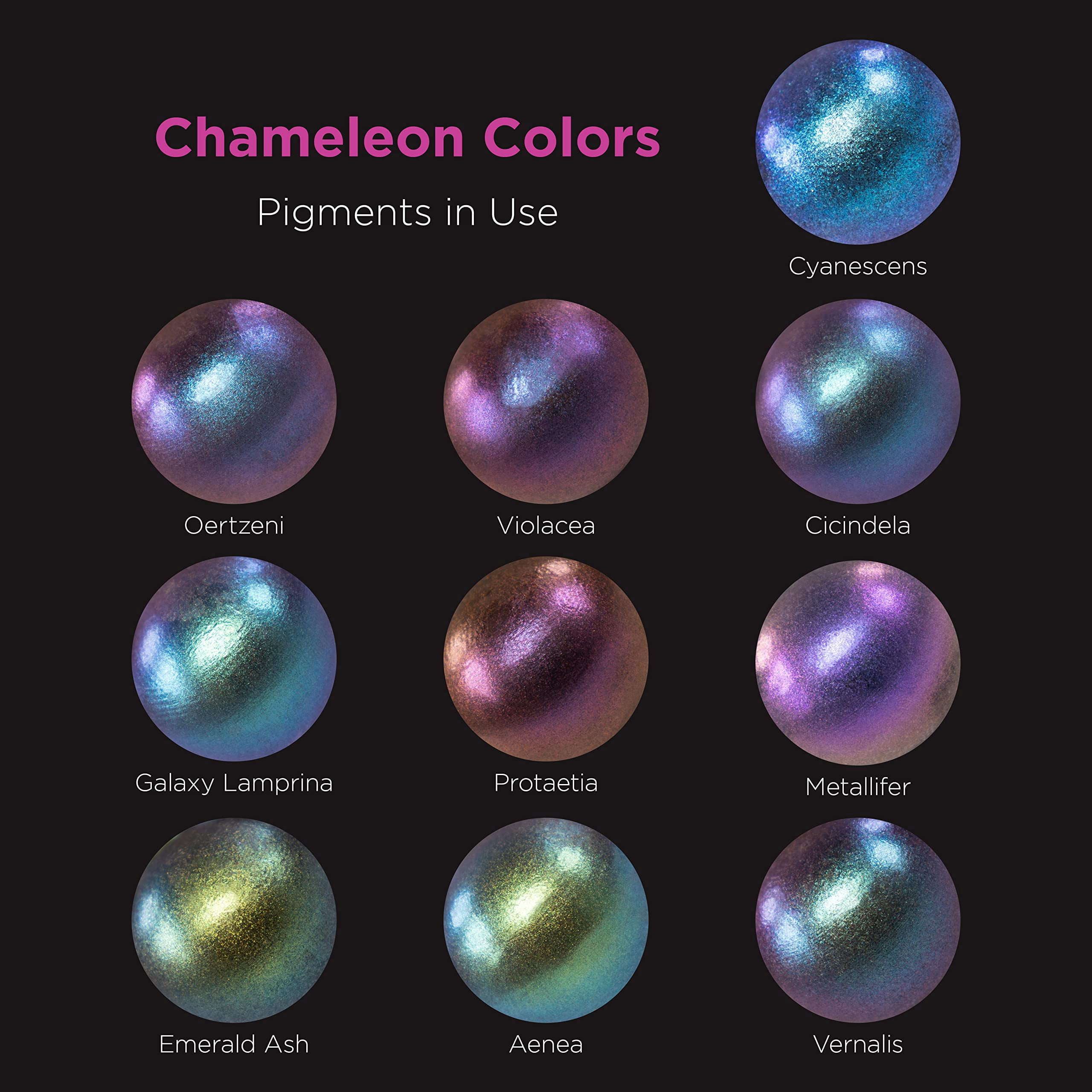 Rolio - Chameleon Mica Powder, Shift Powder Pigment for Epoxy Resin, Arts and Crafts, Jewelry, Tumbler, Painting, Nail Art - (10 Colors x 5g Jars)
