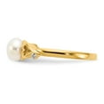 thumbnail image 3 of 14K Yellow Gold Ring Band Pearl Flat Back Diamond Freshwater Round White, Size 5, 3 of 5