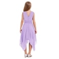 thumbnail image 2 of Hansber Junior Bridesmaid Dress Wedding Flower Girls Chiffon Sleeveless V-neck Asymmetrical Summer Sundress Lavender 8, 2 of 7