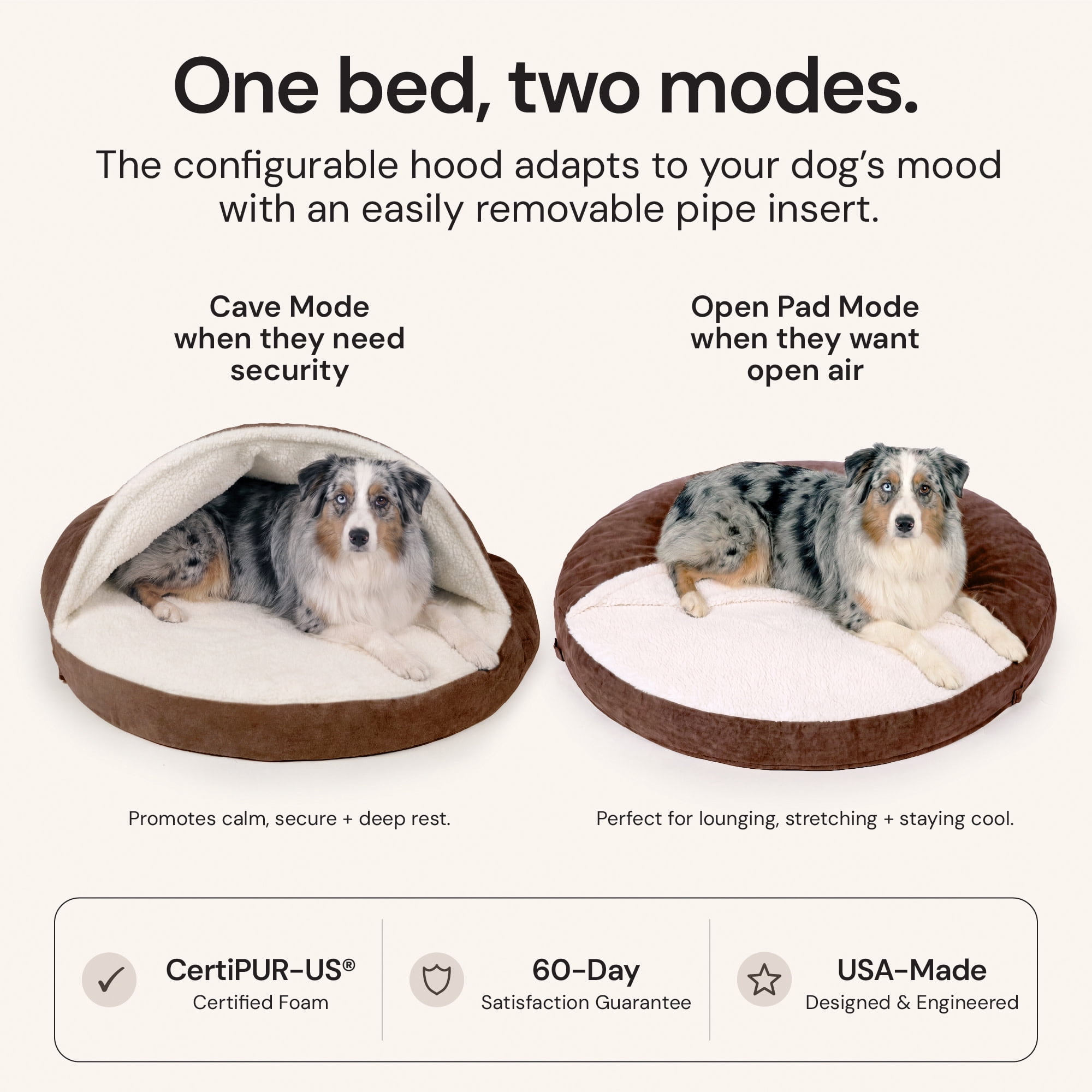 44IN Sherpa & Suede Orthopedic Snuggery Bed - Espresso