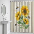 thumbnail image 5 of Farmhouse Floral Shower Curtain for Bathroom Decor, Sunflowers Bee Vintage Linen Background Waterproof Fabric Shower Curtain, 72"x84" Set with 12 Hooks, 5 of 9