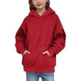 thumbnail image 2 of XUNKUSGA Girl Hoodie 4-15 Years Cute Long Sleeve Hooded Sweatshirt with Zip Detail On Sleeves Fashion Loose Plain Hoodie Comfortable Soft Pullover Hoodies for Girls Red, 2 of 5