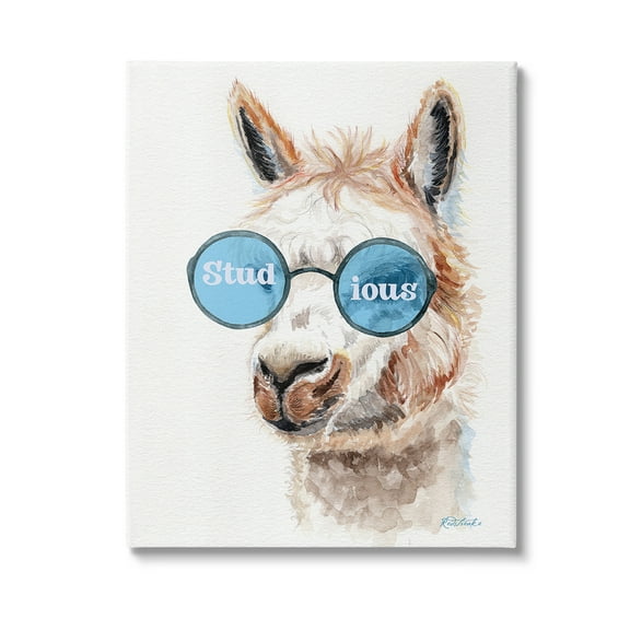 Stupell Industries Stud-ious Funny Llama Animals & Insects Painting Gallery Wrapped Canvas Art Print Wall Art, 16 x 20