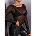 thumbnail image 3 of MOYIKO Mesh Sheer Long Sleeve Tops for Women Boat Neck See Through Womens Lace Blouses Shirts, 3 of 6