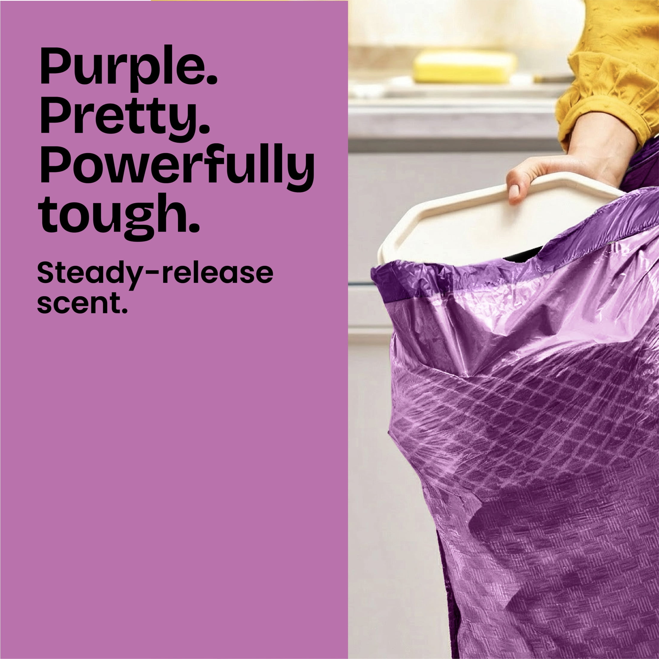 Glad ForceFlex Tall Kitchen Drawstring Trash Bags, 13 Gallon, Purple, Moonlight Breeze, 120 Count