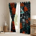 thumbnail image 3 of Homewish Orange Rose Floral Curtains Pack of 2 (42x84 Each) for Lover, Romantic Gothic Skull Curtains Blackout, Couple Anniversary Bedroom Curtains, Living Room Curtains Decor, 3 of 6
