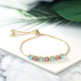 thumbnail image 3 of Gem Stone King 3.08 Ct Swiss Blue Topaz Pink Lab Grown Diamond 18K Yellow Gold Plated Silver Bracelet for Women, 3 of 3