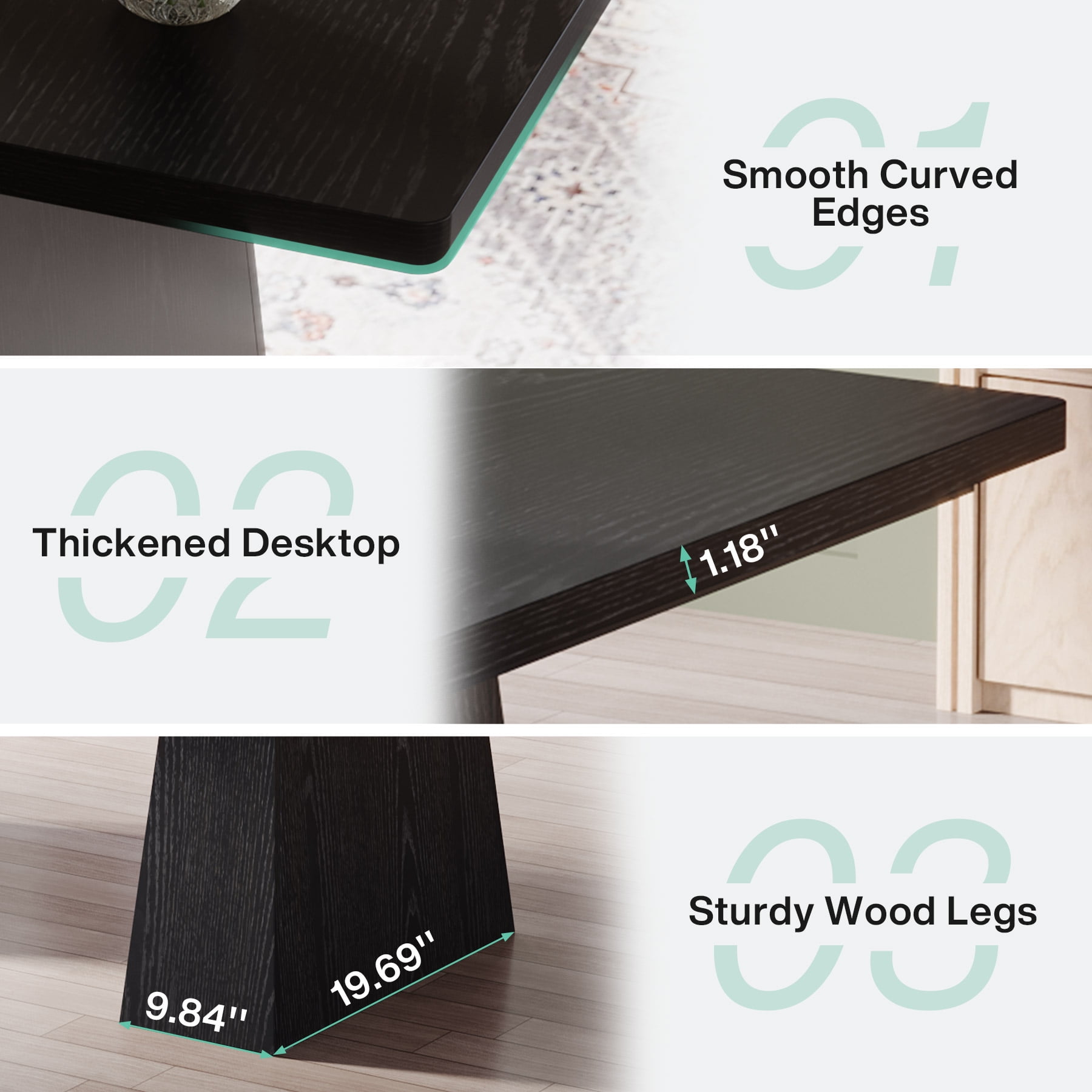 Tribesigns 63" Executive Desk, Modern Office Computer Desk with Double Pedestal, Large Simple Workstations Writing Table Conference Table, Black