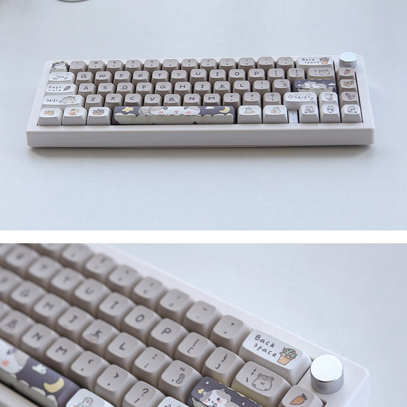132 Keys Cute Mouse Theme Keycaps XDA Profile Key Caps English for 61/64/68/84/87/96/98/104 Mechanical Keyboard Keycaps