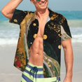 thumbnail image 7 of Pofeuu Abstract Gold Floral Galaxy Print Hawaiian Shirt for Men Sleeves Casual Button Down Summer Beach Dress Shirts T-Shirts,Large, 7 of 7