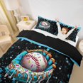 thumbnail image 3 of Castle Fairy Sport Baseball Twin Duvet Cover, Candy Glove Stars Pattern Twin Bedding, Black Blue,Black Reversible,2pcs,1 Duvet Cover and 1 Pillowcase, 3 of 6