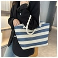 thumbnail image 4 of Nvzi Bolso de hombro tejido, bolso de mano tejido y bolso de cosméticos, bolso de mano tejido elegante para playa de verano, 10,82 x 4,13 x 10,82 pulgadas, azul, 4 of 5
