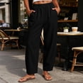 thumbnail image 2 of ClodeEU Women's Elastic High Waist Tapered Pants, Casual Loose Fit Trousers with Pockets Black,Women's Plus L, 2 of 7