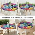thumbnail image 7 of Colorful Tropical Leaf Pattern Round Fitted Tablecloth with Elastic Edge,Dining Table Cover Waterproof,Outdoor Round Tablecloth for Camping,Dining,Indoor and Outdoor, 7 of 7