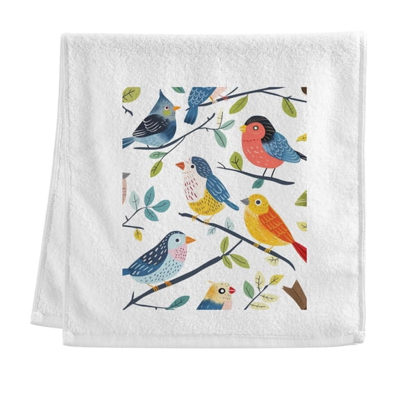 Birds on Branches with Green Leaves Pure Cotton Towels Bath Towel Quick Drying for Bathroom Beach Sports 16" x 30"