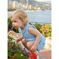 thumbnail image 5 of Loicainy Baby Toddler Girl Summer Striped Outfits 6 12 18 24 Months 2T 3T 4T Sleeveless Ruffle Tops + Shorts Set Clothes, 5 of 9