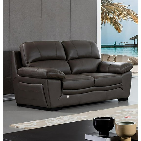 Pemberly Row Taupe (Brown) Color With Italian Leather Loveseat