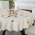 thumbnail image 3 of Eveokoki Easter Round Tablecloth 60 inch Diameter Cute Rabbit Holding Easter Egg With Bee Table Cloths Spill Proof Wrinkle Table Cloth for Kitchen Dining Decoration Holiday Parties, 3 of 5