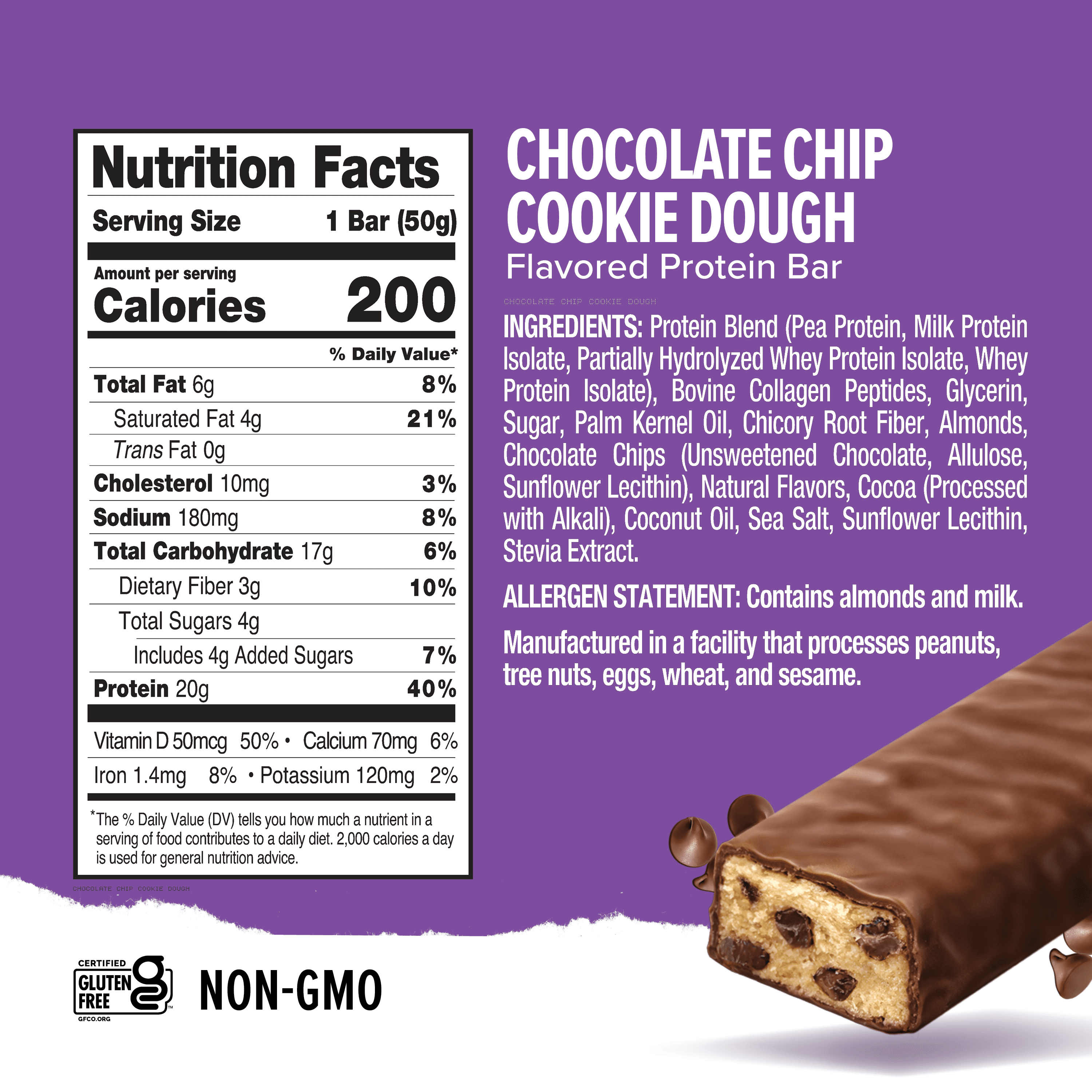 Ready® 20g High Protein Chocolate Chip Cookie Dough Bars - 4 Count