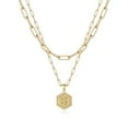 thumbnail image 1 of Colliers Initiaux Superposés pour Femmes, Collier Chaîne Trombone Simple Mignon Pendentif Lettre Hexagonale Collier Ras du Cou Initial Or Colliers Superposés pour Femmes, Or, 1 of 5