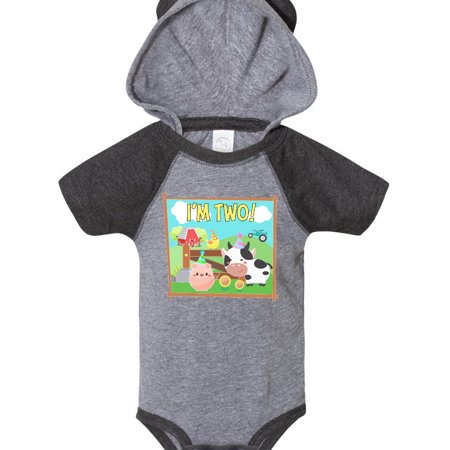 

Inktastic I m Two! Farm Animals Wearing Birthday Party Hats Gift Baby Boy or Baby Girl Bodysuit