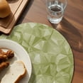 thumbnail image 3 of Sage Green Geometric Round 15 Inch Placemats Set of 4, Modern Stereotypic Abstract Art HeatResistant Non Slip Place Mats for Dining Table, Wipeable Braided Kitchen Table Mats for Housewarming, 3 of 9