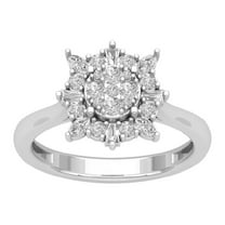 Araiya Sterling Silver Round Baguette and Marquise Diamond Halo Ring (3/4 cttw, I-J Color, I2-I3 Clarity), Size 6