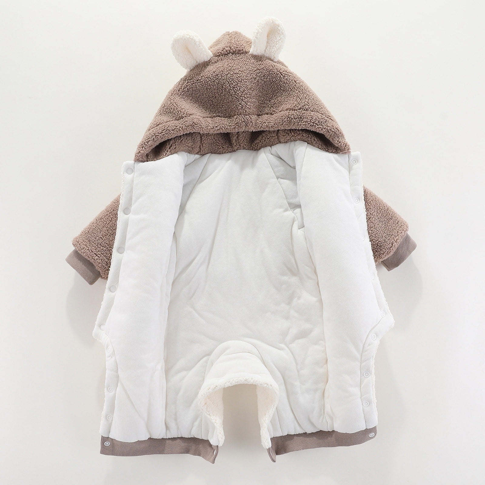 Baby Warm Jumpsuit Cute Bear Ear Romper Hooded Bear Baby Clothes for Boys 6-9 Months