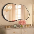 thumbnail image 3 of Irregular Wall Mirror Decorative 24"x36" Black Asymmetrical Mirror Aviation Aluminum Frame for Bathroom, 3 of 7