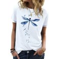 thumbnail image 1 of Camisa de manga corta con estampado para mujer, blusa informal cómoda y transpirable con cuello redondo para verano, color blanco XL, 1 of 6