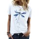 thumbnail image 1 of Camisa de manga corta con estampado para mujer, blusa informal cómoda y transpirable con cuello redondo para verano, color blanco M, 1 of 6