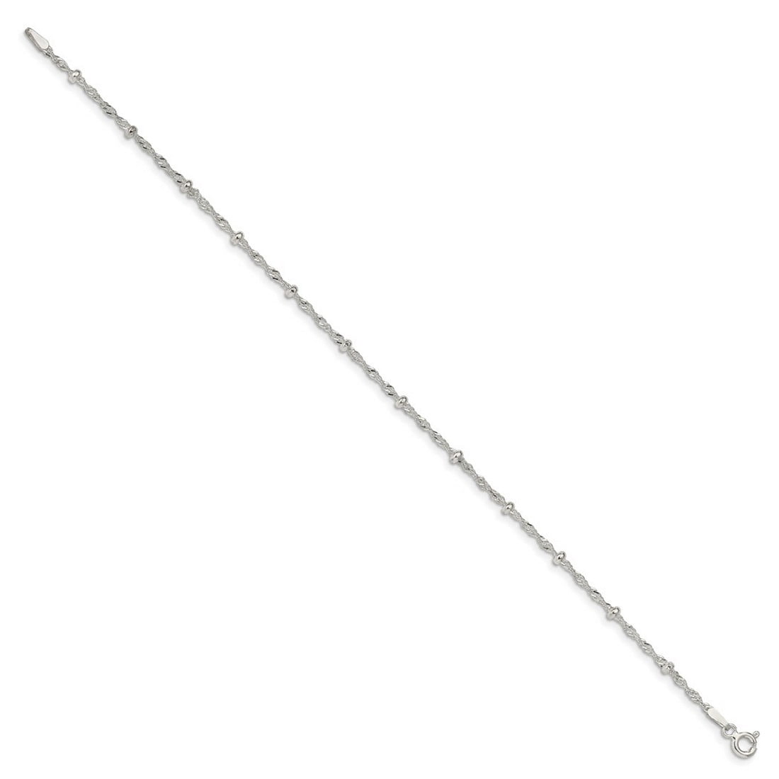 925 Sterling Silver Fancy Lobster Closure 2.50mm Fancy Anklet 10 Inch Anklet for Women - 2.3 Grams