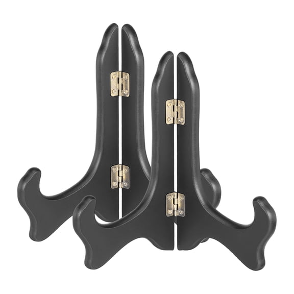 Uxcell 2Pcs Wooden Easel Plate Holder, 8" Small Wood Easels Folding Table Display Stand for Decorative Picture Frame Book Artwork Desktop Ornaments, Black