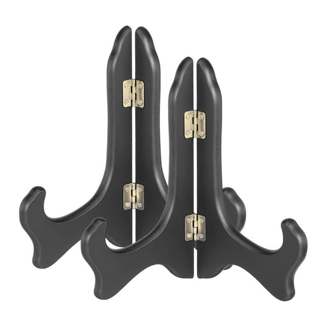 Soporte de Placa de Caballete de Madera Uxcell 2Pcs, Soportes de Exhibición de Mesa Plegables de 8" para Marco de Imagen Decorativa, Libro, Obra de Arte, Adornos de Escritorio, Negro