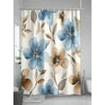 thumbnail image 5 of Shower Curtain Watercolor Flower Shower Curtains for Bathroom, Waterproof Polyester Shower Curtain Set with Hooks, Standard Size 72" x 72" Blue Brown, 5 of 6