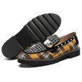 thumbnail image 3 of Women's Penny Loafers Plaid Lug Sole Sparkly Rhinestones Pearl Slip on Memory Foam, 3 of 7
