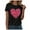 Black, variant on Plus Size Valentines Shirts for Women Heart Print Graphic Tees Teacher Valentine Shirt Casual Tops(Wine, M)