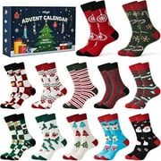 AHeartcove Christmas Socks Advent Calendar 2025, Adult 24 Days of Christmas Cotton Socks, Fun Christmas Sock Advent Calendar Xmas Blind Box Gifts for Adult Men Women